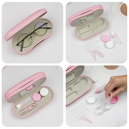 Eyeglass Case Double Sided Travel Size Cute Portable Contact Lens Box 2 in 1 Multifunction With Tool for Daily Outdoor Office thumbnail 6