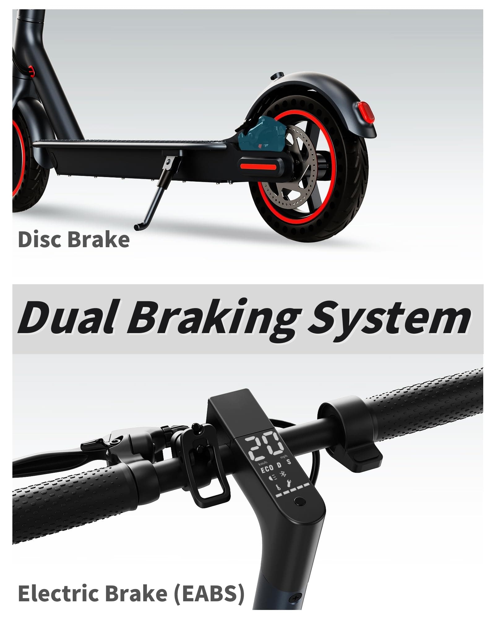 Electric Scooter for Adults - 8.5 Inch Folding Electric Scooter, Range 25-30km with APP Connection, 350W Motor with Dual Brake System,Electric for Adults (Red) thumbnail 5