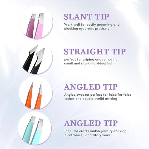 BEDACE Tweezers for Women and Men Facial Hair,Thickened 430 Stainless Steel High Precision and Comfort Slant point Flat Hook tweezer for Eyebrows Ingrown Hair thumbnail 8