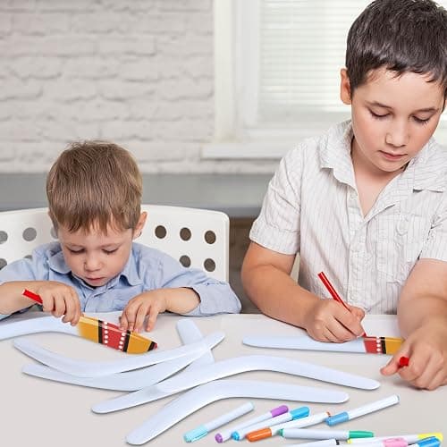 24 Pcs Plastic Boomerangs Craft for Teens Color Your Own DIY V Shaped Returning Boomerangs with Markers Fun Outdoor Throw Catch Flying Toy for Boys Girls Classroom Game Vbs Craft School Activities thumbnail 6