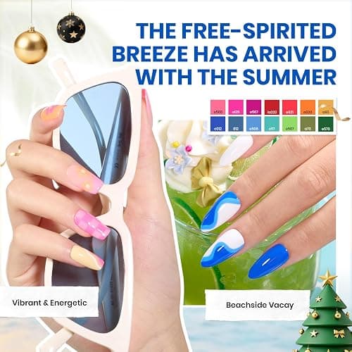 Beetles Winter Gel Nail Polish Set, 70 PCS 60 Colors Red Green Pink Brown Blue Nude Glitter Gel Nail Polish Kit with Base Top Coat for Beginners UV LED Needed DIY Salon Christmas Gifts for Women thumbnail 6