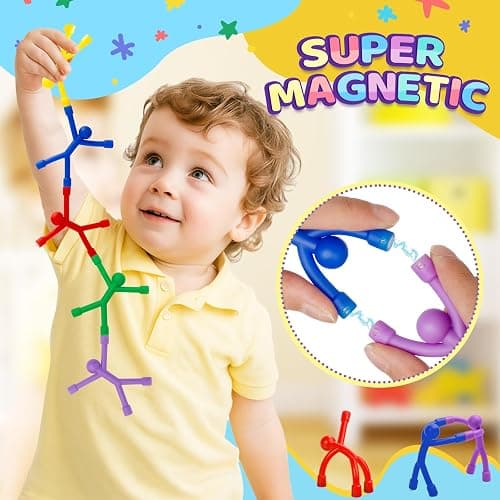 Magnetic Toddlers Sensory Toys, 10Pcs Road Trip Car Airplane Travel Activities Essentials Toy for Kids Ages 4-8, Fidget Toys for Adults Teens Boys girls Stress Relief, Fridge Magnet Men People thumbnail 3