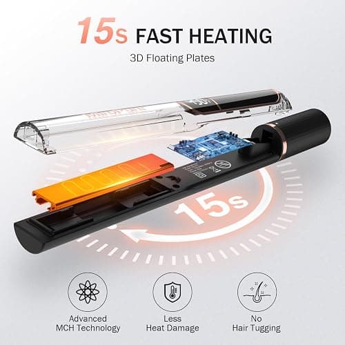 MiroPure Flat Iron Hair Straightener, 1 Inch Titanium Plates Hair Straightener with 15S Heat-up, Professional MCH Ceramic Negative Ion Hair Iron Dual Voltage for Women Hair with Auto Shut-Off thumbnail 4