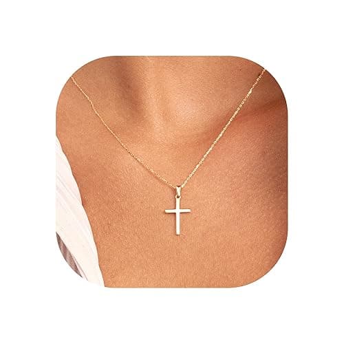 MONOZO Cross Necklace for Women，14K Gold Plated Cross Necklace Layered Gold Cross Necklace Tiny Sideway Cross Choker Necklace Gold Cross Necklaces for Women Trendy Gold Jewelry Gifts for Women Trendy - Gold - Cross Pendant
