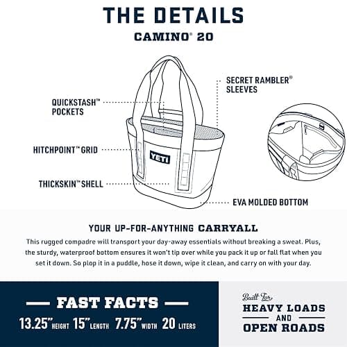 YETI Camino 20 Carryall with Internal Dividers, All-Purpose Utility Bag, Ultramarine Violet - Ultramarine Violet thumbnail 3