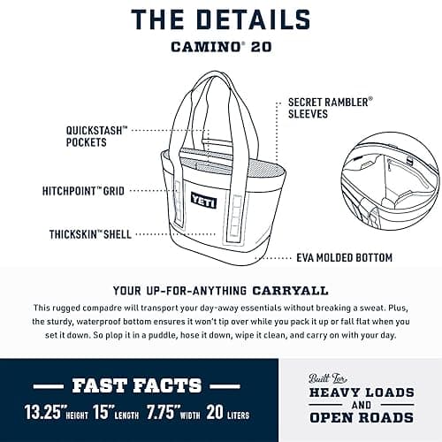 YETI Camino 20 Carryall with Internal Dividers, All-Purpose Utility Bag, Ultramarine Violet - Ultramarine Violet thumbnail 3