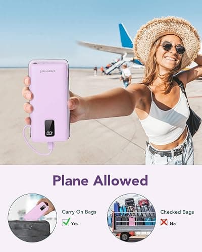 charmast Portable Charger with Built-in Cables & Wall Plug, 10000mAh Portable Power Bank, External Battery Pack Travel Essentials Compatible with iPhone 16/15/14/13, Samsung, iPad etc thumbnail 8