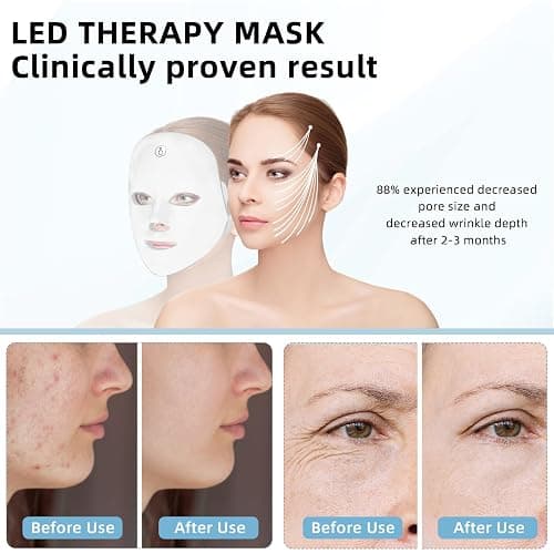 KNNKNN Red Light Therapy for face,Blue LED Light Therapy Mask,7-1 Colors LED Facial Skincare Mask at Home,USB Rechargeable,Cordless thumbnail 2