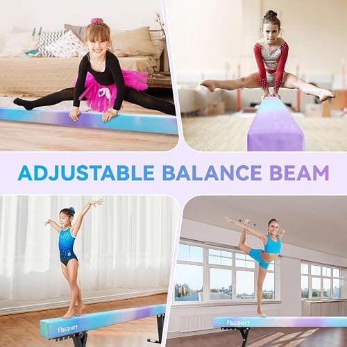 FBSPORT Adjustable Gymnastic Balance Beam 244CM,5 heights Adjustable High and Low Level Floor Beam Highly Stable Gym Practice Training Equipment for Kids thumbnail 5