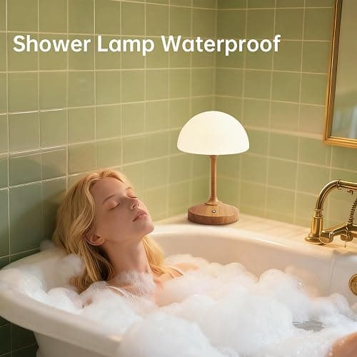 Dawnwake Mushroom Lamp Cordless Lamp Table Lamp,Outdoor Waterproof Shower Lamps,5000mAh Rechargeble Battery Operated Dimmable Touch Desk Lamps,LED Night Light for Bathroom Patio Camping Restaurant thumbnail 3