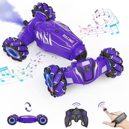Dysaim Gesture Sensing RC Stunt Car, Toys for Boys Girls Age 6-12, 4WD Remote Control Car 360° Rotate Transform Drift RC Cars with Lights Music Fog Sprayer, 2.4Ghz Hand Control Car Birthday Xmas Gifts - Image 1