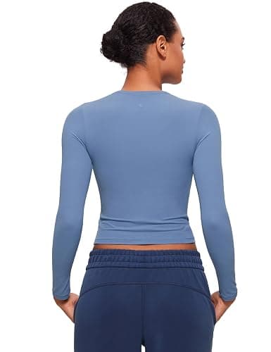 CRZ YOGA Softembrace Long Sleeve Shirts for Women Soft Crew Neck Fall Basic Tight Tops Fitted Casual Going Out T-Shirts thumbnail 2