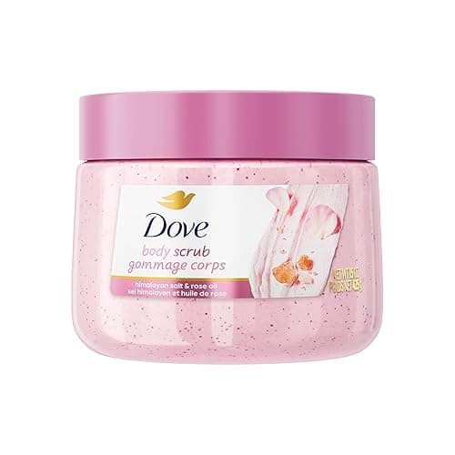 Dove Himalayan Salt & Rose Oil Body Scrub Exfoliates and Deeply Nourishes for Smooth, Radiant Skin 15 oz - Himalayan Salt & Rose Oil - 15 Ounce (Pack of 1)