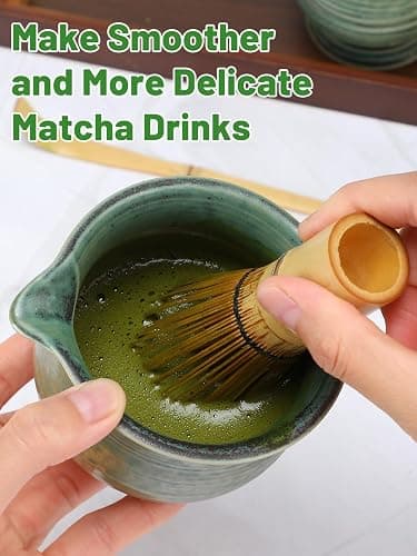 Matcha Whisk Set with Bamboo Tray - Bowl with Spout, Whisk and Holder, Bamboo Scoop, Sifter, Japanese Matcha Kit Tea Ceremony Gift for Women thumbnail 7