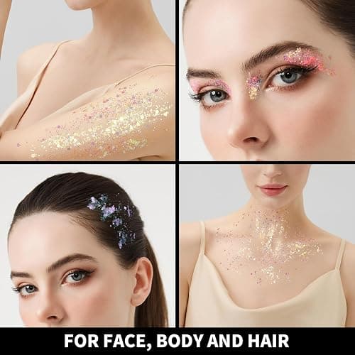 Teenitor 6 Colors Glow in The Dark Glitter Gel, Face Glitter Gel, Body Glitter Hair Glitter for Carnival Makeup UV Black Light Party Cheer Raves Festivals thumbnail 4