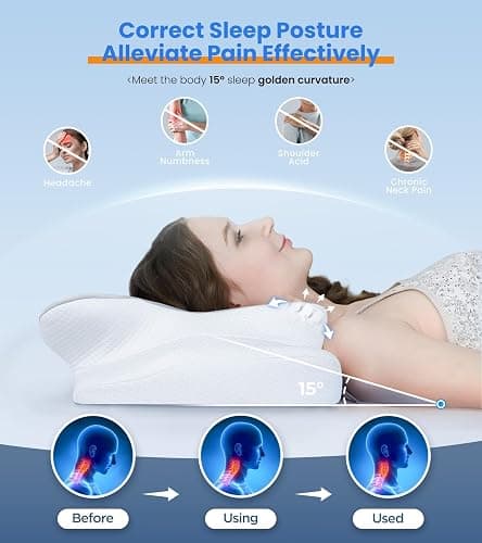 Ultra Pain Relief Cooling Pillow for Neck Support, Adjustable Cervical Pillow Cozy Sleeping, Odorless Ergonomic Contour Memory Foam Pillows, Orthopedic Bed Pillow for Side Back Stomach Sleeper thumbnail 3