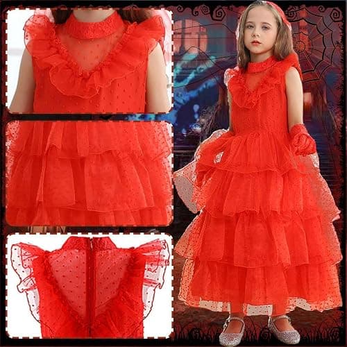 iTVTi Girls Halloween Costumes Ghost Red Bride Dress Up Cosplay Costume thumbnail 5