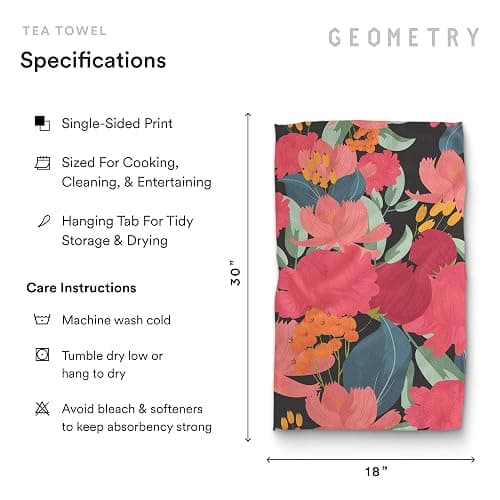 GEOMETRY Kitchen Tea Towels - Quick Dry Microfiber Dish Towels for Kitchen Roses for You, 18" x 30" 2 Pack thumbnail 2
