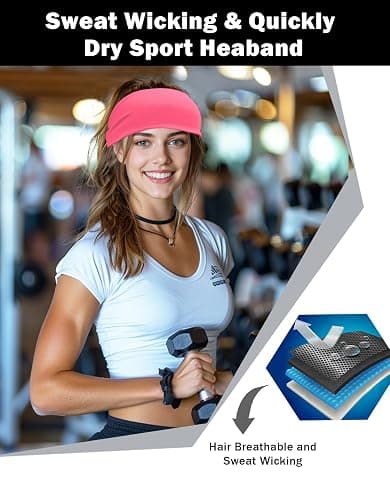 6 Pack Sport Headbands for Men & Women, Sweat Wicking Workout Sweatband, Bright Hairband for Running, Cycling, Football, Yoga thumbnail 5