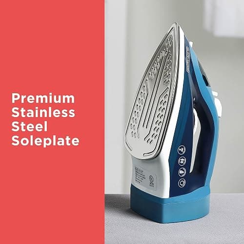 BLACK+DECKER Steam Iron for Clothes with Retractable Cord, Vertical Steaming, Anti-Drip Design, Spray Mist and Auto Clean Button, 1200W thumbnail 4