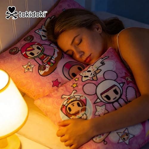 tokidoki Unicorno 18x18 Inch Pillowcase, 2 Pack Double-Sided | Donutella design, pink throw pillow covers. Soft durable polyester for sofa, kids room, home decor. thumbnail 7