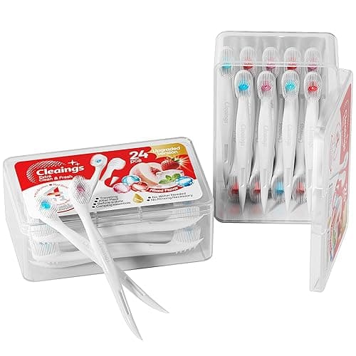 cleaings® Mini Disposable Toothbrush Set with Toothpaste – Travel Essentials, Portable Toothbrush for Women & Men, Camping, Road Trip, Vacation, 24 Count-Mix Flavor（Pack of 1） - Mix Flavor - 1