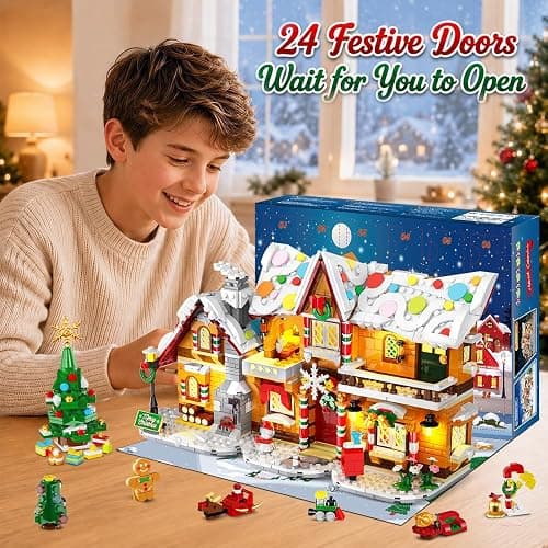 3-in-1 Advent Calendar 2026 Gingerbread House Mini Building Set with Lights | 24 Days Christmas Countdown Mini Village Building Block Kit with Xmas Tree, Holiday Gift for Adults Kids Girls Boys Ages 10+ thumbnail 2
