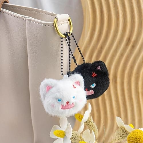 WXCATIM Kawaii Keychain 2ps Cute Plush Keychain Backpack Accessories Kawaii Keychains Stuffed Animal Cat Gifts For Cat Lovers Black Cats Gifts for Backpacks Handbag Bag Wallet for Women Friends thumbnail 6