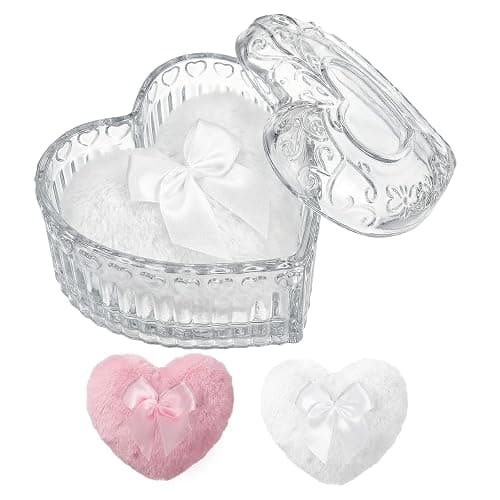 Body Powder Puff and Container Powder Container with Puff Crystal Case Soft Washable Reusable Velour Face Body Wet Dry Makeup - Image 1