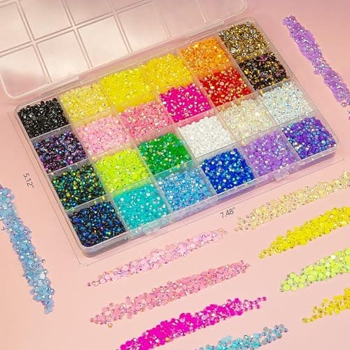 qiipii 20000PCS 24 Color Jelly Resin Rhinestones w B7000 Glue for Bedazzling Crafting 3mm 4mm Flatback Rainbow Stones Colorful AB Gems Diamonds Charms Bedazzler Kit for Nails Eyes Face Makeup Beauty thumbnail 4