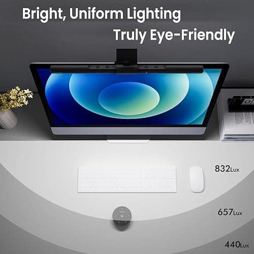 Quntis Wireless Monitor Light bar with Remote & Touch Control, 40cm PC Curved Computer Monitor Lamp Auto Stepless Dimming and Color Temperature, Eye Protect Desktop PC Screen Anti-Blue Light Bar thumbnail 7