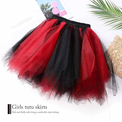 TWINKLEDE Christmas in July Costume Tutu Skirt Xmas 1950s Dance Party Tulle Tutus for Women Adult - 66 Short - Black & Red thumbnail 3