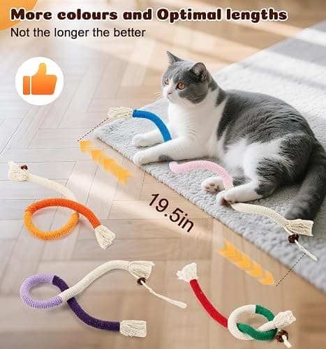 Dgerp Cat Chew Ropes 4Pcs, Cat Toys for Indoor Cats with Refillable Natural Catnip, Safe Teeth Cleaning Chew Toys, Interactive Kitten Nip Toys and All Breeds (19.5 Inches) thumbnail 6