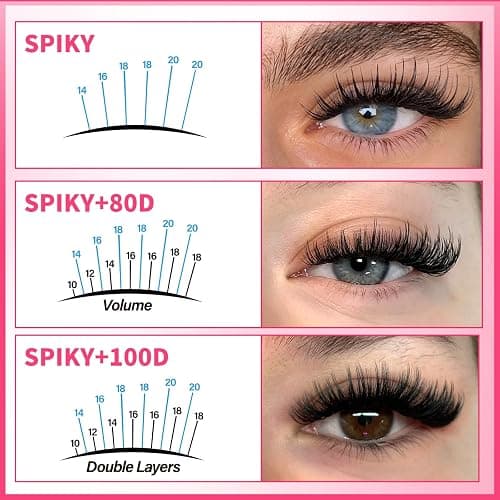 PROLASHBEAUTY Lash Clusters with Spikes Lash Clusters Kit 3D Style Individual Lashes Kit with Bond and Seal Lash Tweezers Remover Easy to Apply at Home (80D+100D-D-10-18mix) thumbnail 5