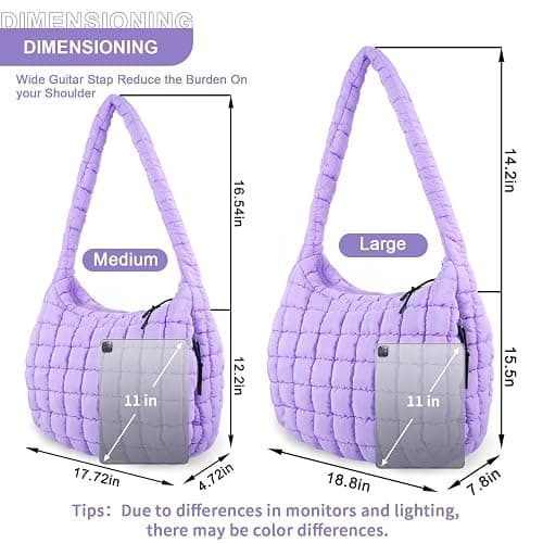 Quilted Puffer Tote Bag Purse Puffy Crossbody Shoulder Bag,Lightweight Nylon Hobo Bag Puffer Carryall Bag for Women Girl thumbnail 3