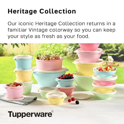 Tupperware Heritage Collection 36 Piece Food Storage Container Set in Vintage Colors- Dishwasher Safe & BPA Free - (18 containers + 18 lids) thumbnail 4