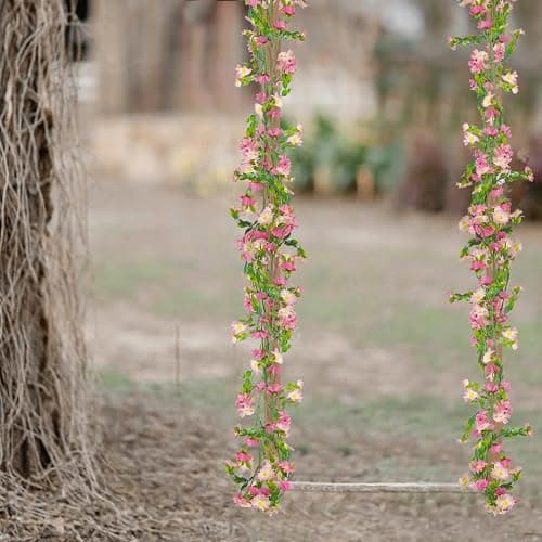 CISDUEO Artificial Daisy Flowers Vine Silk Wildflower Garland Spring Fake Flower Vine Hanging Ivy Pink Daisy Flowers Plastic Green Leaves for Mantle Wall Party Wedding Arch Floral Decor Indoor Outdoor thumbnail 5