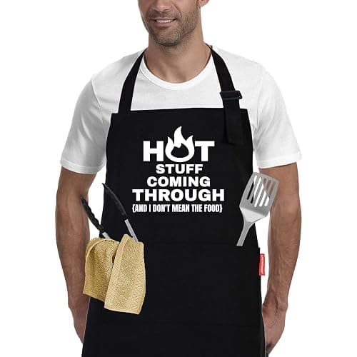 Funny Cooking BBQ Grilling Gifts for Men, Chef Aprons with Pockets, Birthday Valentine's Father's Day Christmas Gifts for Husband, Dad, Boyfriend - Image 1