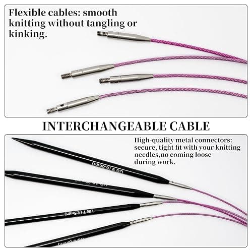 Froggod 4.53-inch (11.5cm) Interchangeable Circular Knitting Needles Set Aluminum US Sizes 2.5, 4, 5, 6, 7, 8, 9, 10, 11 with Interchangeable Knitting Needles and Cables, Accessories and Case, 9 Pairs thumbnail 4