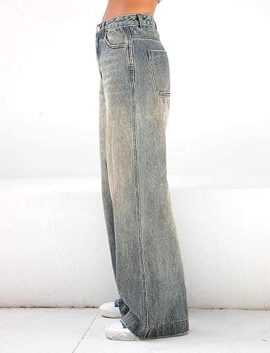 EMMIOL Women's 2026 Wide Leg Jeans Distress Mid Waist Denim Pants Vintage Y2K Trousers thumbnail 3
