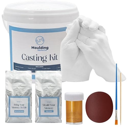 Moulding Memories 3D DIY Hand Casting Kit for Couples, Babies, Kids & Adults with Plaster, Alginate, Paint & Brush, Keepsake Couples Gift for Boyfriend Girlfriend Wife Husband Anniversary & Weddings - Image 1