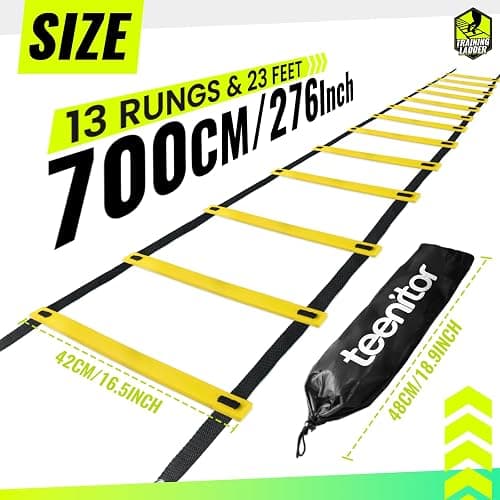Teenitor Agility Ladder Speed Ladder Training Ladder for Soccer, Speed, Football Fitness Feet Training Carry Bag Agility Training Equipment 13 rungs, 23 feet thumbnail 2