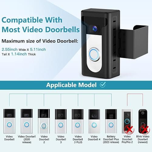 KIMILAR 2024 Upgrade Anti-Theft Video Doorbell Mount, Not Block Doorbell Motion Sensor, Adjustable No-Drill Mounting Bracket Wedge Holder Accessories for Home Rentals Office, Not for Security Door thumbnail 2