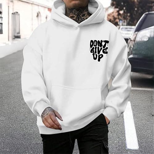 Wedsadl Graphic Streetwear Hoodies For Men Vintage Hoodie Inspirational Sweatshirts Positive Letter Print Cotton Pullover thumbnail 2