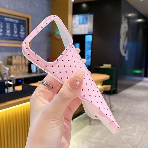 YUANLI Compatible with iPhone 15 Pro Case, Polka Dot Phone Case Cute Fashion Aesthetics Design TPU Slim Protection Cover for iPhone 15 Pro - Pink thumbnail 5