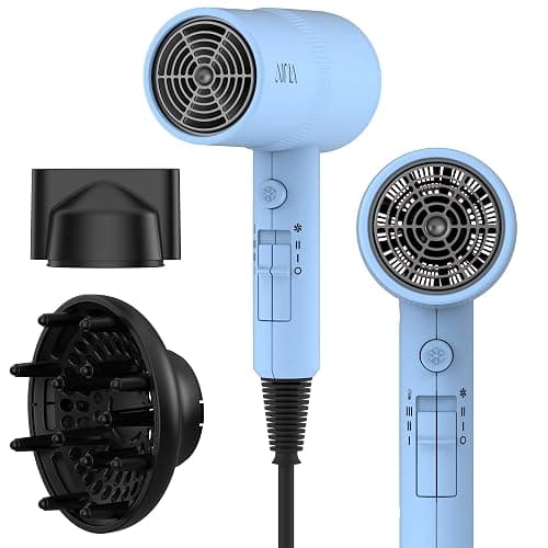 AINA Diffuser Hair Dryer Full-Featured Blow Dryer 110V/1600W(Baby Blue) | 3 Heat/2 Speed;Cold shut button;Lightweight;Compact Size;High Temp;Low Airflow;Same Results;Less Expense - Image 1