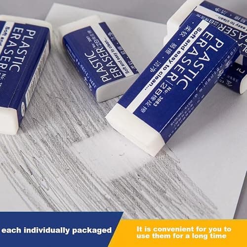 19PCS Erasers, White Erasers for School Office, Medium Soft Rubbers Pencil Eraser Bulk for Efface Sketching Writing Painting Etc (5 x 2 x 1cm) thumbnail 4