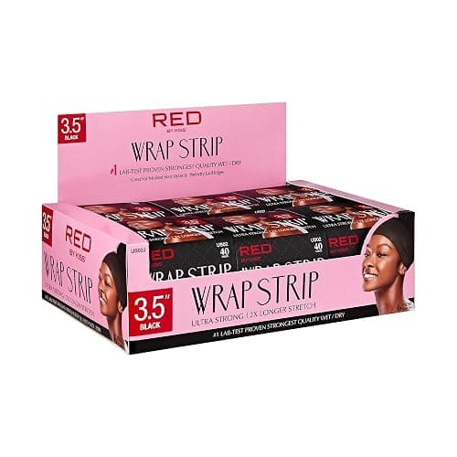 Red by Kiss Hair Wrapping Strip, Ultra Strong 2X Longer Stretch, 40 Strips, Suitable for Wet/Dry Hair, White, Styling Paper for Sleek Hairstyles (3.5", Black, 6 PACK) thumbnail 3
