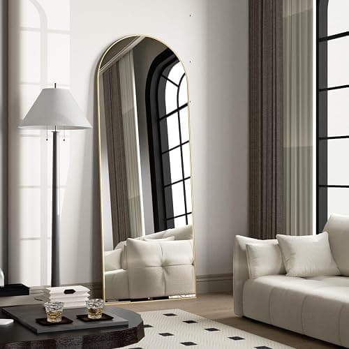 NEUWEABY Full Length Mirror, 56"x16" Arch Floor Mirror with Stand, Gold Arched Full Body Standing or Leaning Mirror for Bedroom, Living Room thumbnail 2
