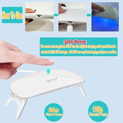 Kepma UV LED Nail Dryer Mini Gel Nail Lamp Portable Curing Light, 6W, White | For Gel Nail Polish thumbnail 2